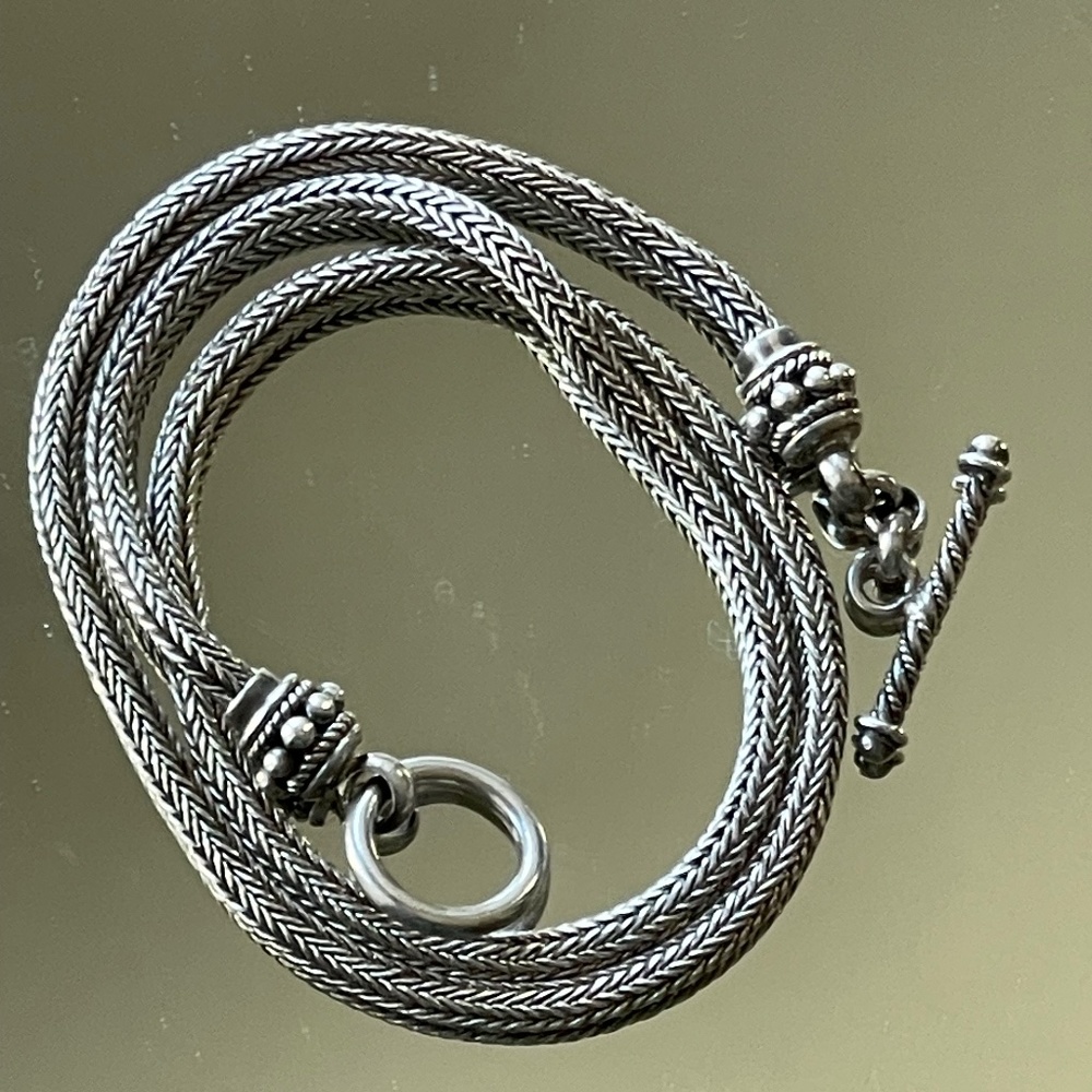 925 Solid Sterling Silver Snake Chain Necklace. 17 1/4” L  SLEEK MODERN